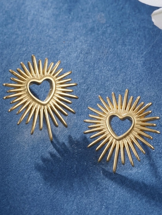 Jewelry - Radiant Sacred Heart~ of Jesus Immaculate Mary Burst Explode Catholic Steel Stud